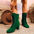 thumbnail image 1 of NTACZA Green Womans Boots Western Chelsea Mid-Calf Dress Lace up High Heel Shoes Women's Shoes 36, 1 of 8