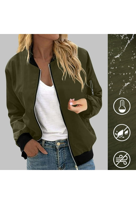 Green Womens Coats Letterman Zip up Bomber Varsity Motorcycle Fall Long Sleeve Streetwear Jackets for Women XXL