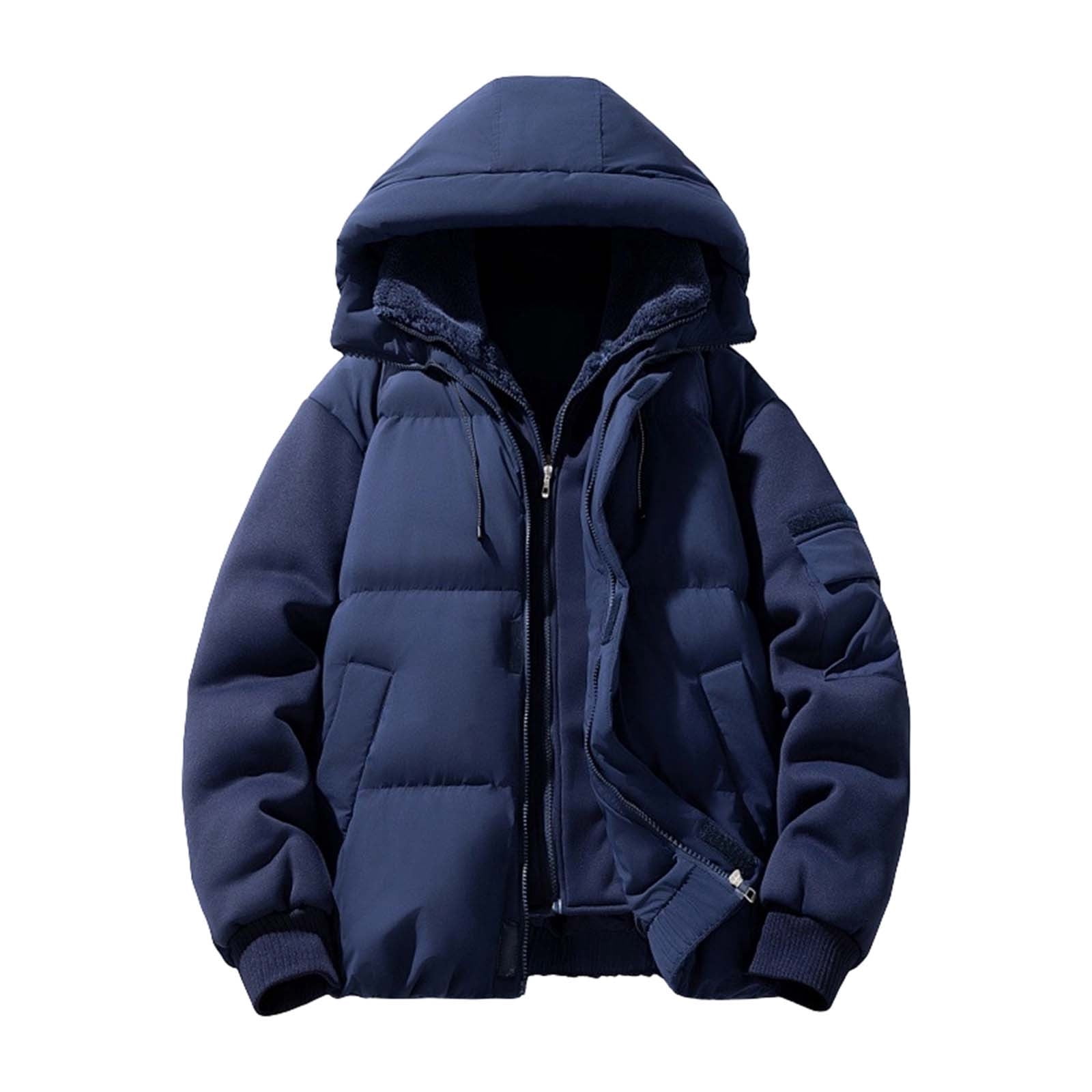 Fda Jacket NTACZA Heavyweight Jackets for Men Zip up Blue Hooded Puffer Jacket ...