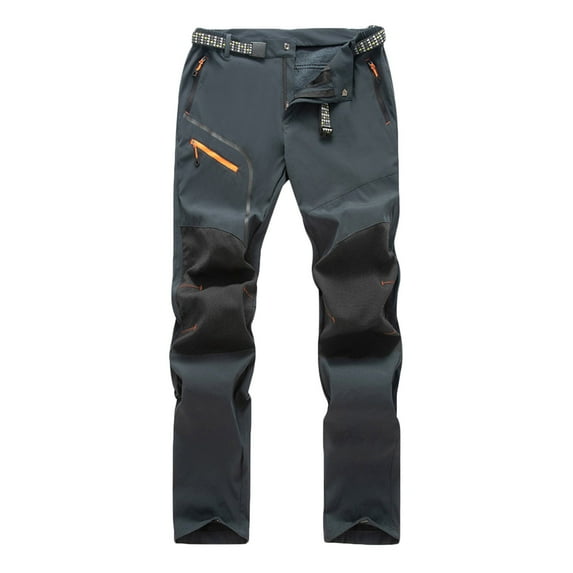 NTACZA Hiking Pants for Men Color Block Gray Fleece Lined Pants Ripstop Wear Resistant Cargo Pants Men Winter Trousers XXL