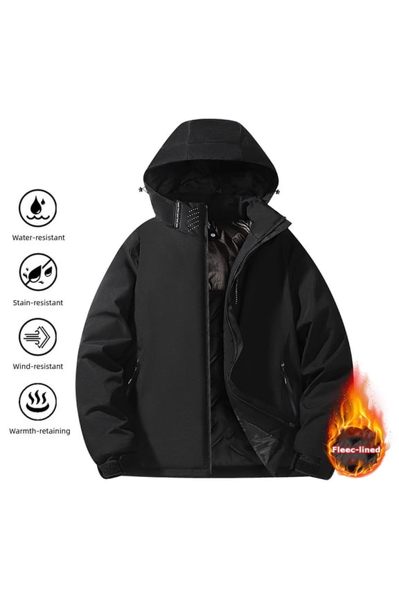 Jackets Men Winter Zip up Water Proof Hooded Black Windbreaker Windproof Outdoor Hiking Jackets Mens Winter Coats 3XL