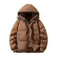 thumbnail image 1 of NTACZA Jackets for Man Hooded Brown Zip up Heavyweight Puffer Jacket Patchwork Thick Fleece Puffy Coats Mens Coats 4XL, 1 of 8
