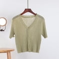 thumbnail image 1 of NTACZA Lightweight Cardigan for Women Solid Casual Short Sleeve Button Front Dailywear Sweater Regular Green, 1 of 5