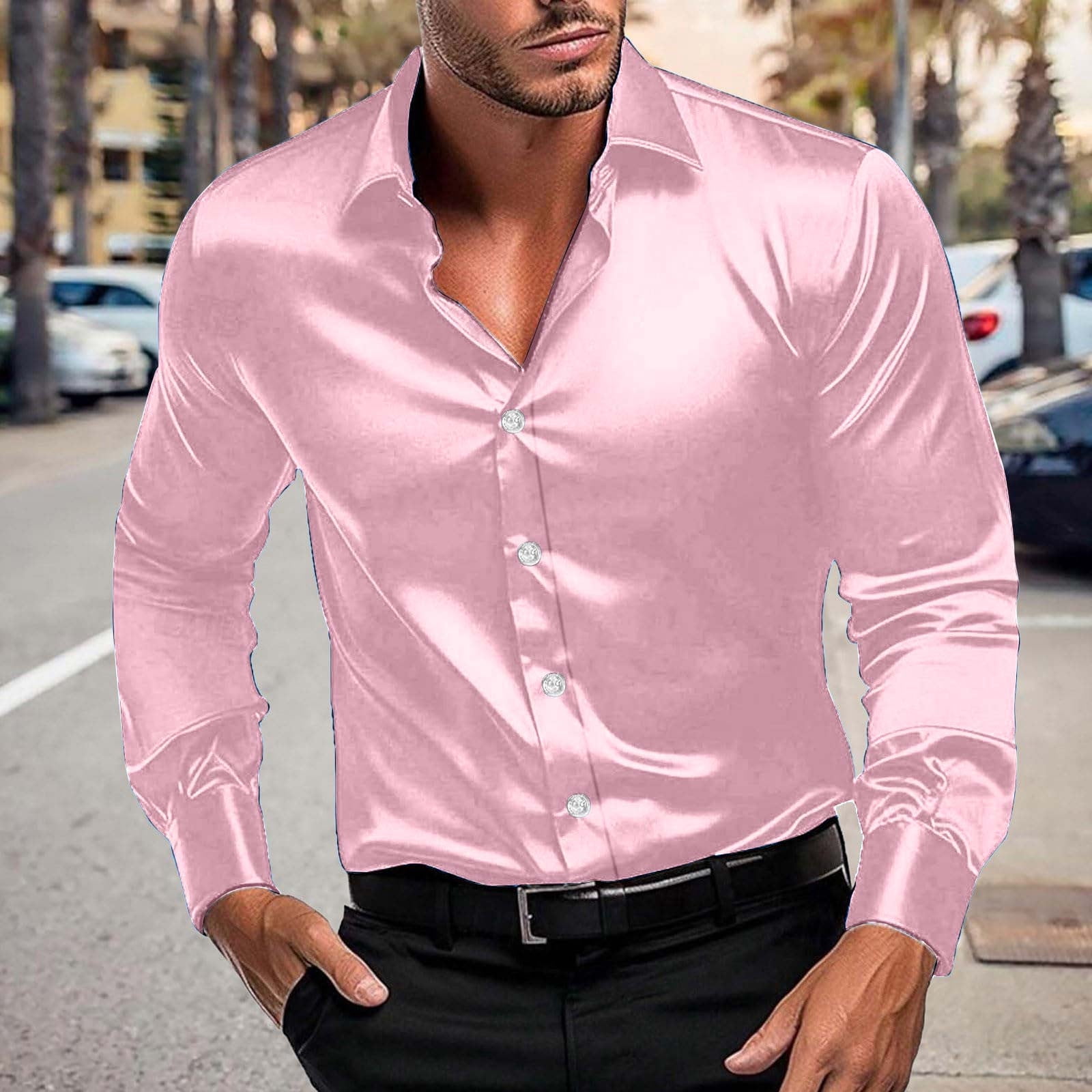 pink dress shirt big and tall Fznquz Mens Dress Shirts Button-Up Pink Short Sleeve Plaid Summer Collar  Casual Big & Tall T-Shirts S