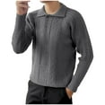 thumbnail image 1 of NTACZA Long Sleeve Sweater for Men Gray Button Up Cable Knit Polos Classic Fit Pullover Solid Sweaters Jumper Men XL, 1 of 9