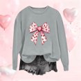 thumbnail image 1 of NTACZA Long Sleeve Womens Tops Valentine's Day Cute Gray Sweatshirt Bow Print Plus Size Funny Shirts for Women 2X, 1 of 4