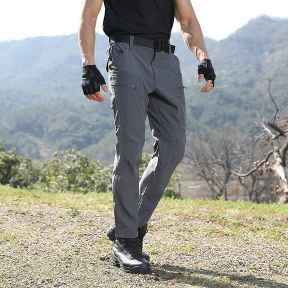 NTACZA Men's Pants Work Fleece Lined Hiking Gray Pants Track Water Resistant Stretch Cargo Pants Trendy Men Trousers XL