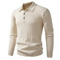 thumbnail image 1 of NTACZA Mens Shirts Casual Long Sleeve Solid Cable Knit Yellow Polos Pullover Collared Men Knitted Sweater XL, 1 of 4