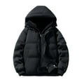 thumbnail image 1 of NTACZA Mens Winter Jackets Hooded Black Zip up Heavyweight Puffer Jacket Patchwork Fleece Thick Puffy Coats Mens Coats L, 1 of 8