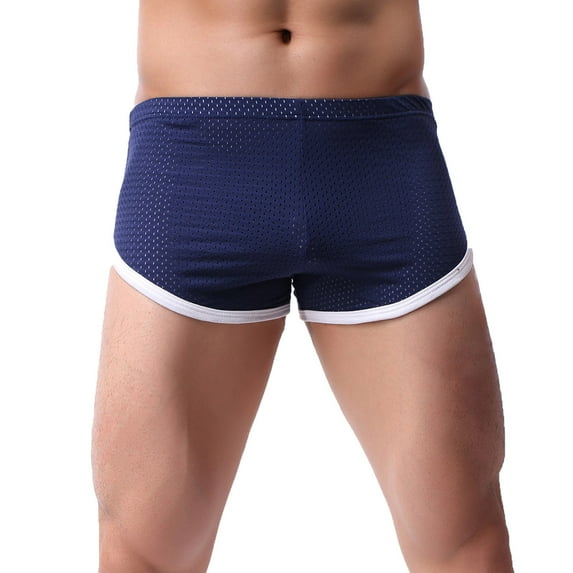 NTACZA Mesh Men's Underwear Low Waist Blue Breathable Boxer Briefs Athletic Seamless Stretch Men's Briefs Underwear L