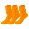 thumbnail image 1 of NTACZA Mid Calf Socks Women Fall 3 Pairs Yellow Scrunchy Slouch Socks Thermal Cozy Extra Long Stockings for Women M, 1 of 9