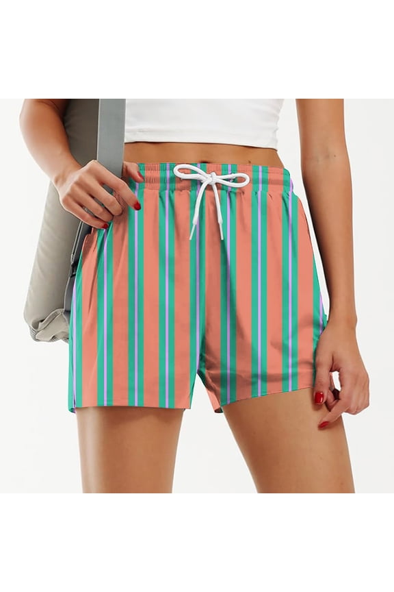 Mid Running Shorts For Women Knot Front Bermuda Elastic Waist Drawstring Relaxed Fit Vacation Walking For Beach Casual Shorts