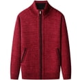 thumbnail image 1 of NTACZA Mock Neck Sweater for Men Red Fleece Lined Zip Up Sweater Cardigan Solid Stand Collar Knit Jacket Men Jumper XL, 1 of 2