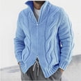 thumbnail image 1 of NTACZA Mock Neck Sweaters Men Zip Up Blue Cable Knit Sweater Cardigan Classic Fit Knit Jacket Jumpers for Men M, 1 of 4