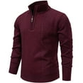 thumbnail image 1 of NTACZA Mock Neck Sweaters Mens Cable Knit Red Sweaters Stretch Classic Fit Stand Collar Polos Winter Jumpers for Men XL, 1 of 4
