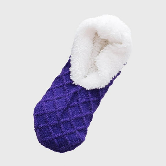 NTACZA Non Slip Womens Socks Cotton Low Cut Blue Slipper Socks Fluffy Women Sherpa Fuzzy Socks