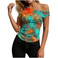 thumbnail image 1 of NTACZA off the Shoulder Summer Tops Asymmetrical Neck Tropical Palm Leaf Print Sleeveless Casual Tank Tops Party Slim Tank Tops for Women, 1 of 6