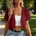 thumbnail image 1 of NTACZA Open Front Lightweight Cardigans for Women Cropped Solid Sheer Chiffon Casual Vacation Regular 3/4 Sleeve Size M, 1 of 9