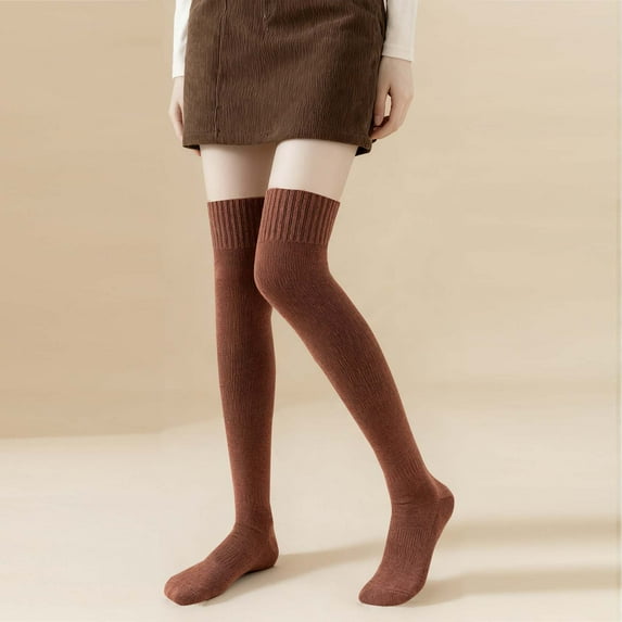 NTACZA Orange Socks Women Fall Thigh High Thick Fleece Lined Socks Womens Extra Long Thermal Thick Stockings