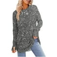 thumbnail image 1 of NTACZA Oversized Top for Women Gray Sequin Long Sleeve Pullover Crew Neck Blouses Blouses for Women Plus Size, 1 of 4