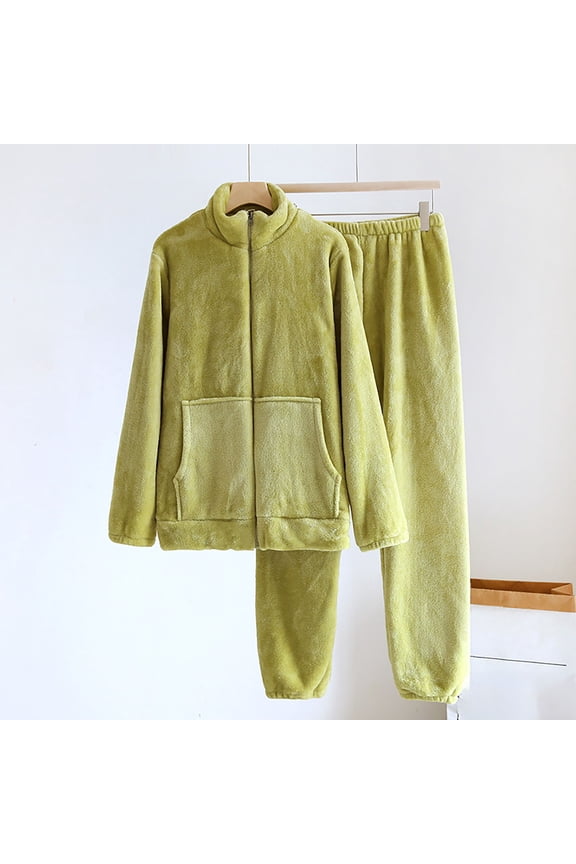 Pajamas for Women Set Zip Up Fluffy Flannel Pjs Sets Thermal Long Sleeve Fuzzy Winter Lounge Sets for Women L