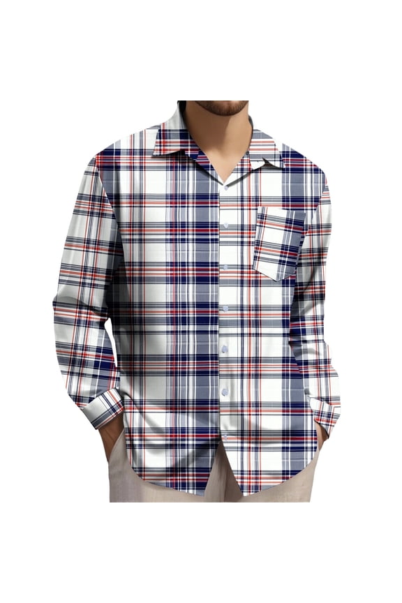Plaid Mens Shirts Casual Button Down Long Sleeve Shirt Loose Holiday Mens Collared Shirts XXXXXXL