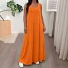 thumbnail image 1 of NTACZA Plus Size Spring Dresses for Women Shift Solid Maxi Loose Crew Neck Orange, 1 of 6
