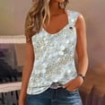 thumbnail image 1 of NTACZA Plus Size Tops for Women White Sleeveless V-Neck Floral Print Tank Tops Ladies Blouses L, 1 of 4