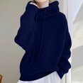 thumbnail image 1 of NTACZA Plus Size Women's Sweaters Blue Thick Hooded Sweater Cozy Drawstring Pullover Knit Tops Jumper Women M, 1 of 8