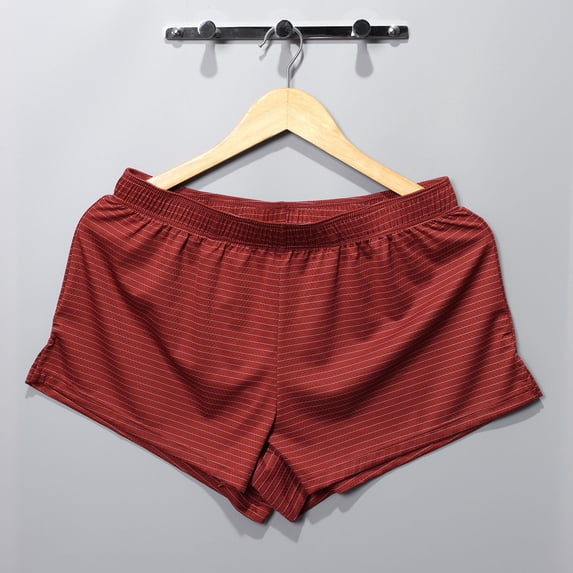 NTACZA Red Men's Underwear Boxer Brief Striped Pajama Breathable Boxer Shorts Mid Waist Elastic Ahola Boxers for Men 3X