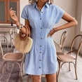 thumbnail image 1 of NTACZA Relaxed Fit Spring Dresses for Women Shirt Dress Button Front ,Striped Collared Dolman Short Sleeve Casual Dress, 1 of 6