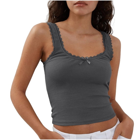 NTACZA Ribbed Tank Tops for Women Slim Women BoatNeck Solid Sleeveless Cami