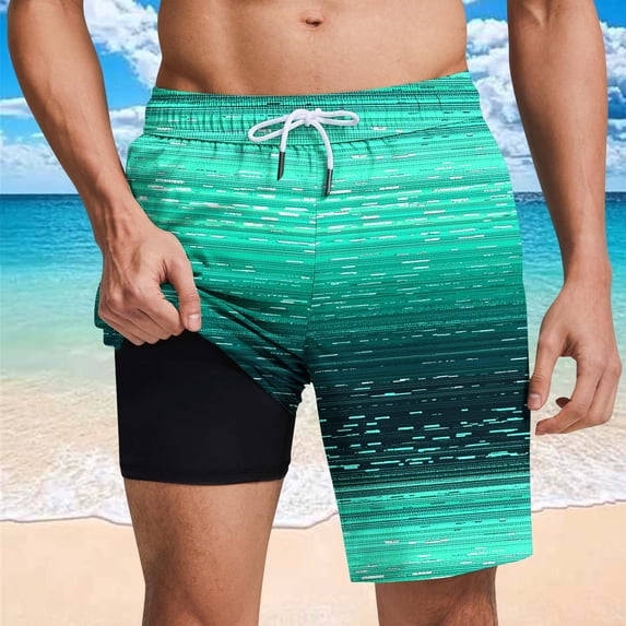 NTACZA Shorts Men's Elastic Waist Mesh Liner Board Shorts Compression Graphic Swim Trunks for Men XXL