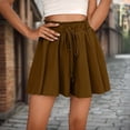 thumbnail image 1 of NTACZA Shorts Womens High Waisted Flowy Wide Leg Shorts Y2k Ruffled Drawstring Shorts for Ladies XXL, 1 of 8