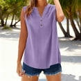 thumbnail image 1 of NTACZA Sleeveless Ladies Tops Casual Button,High Low Henley Relaxed Fit Tank Tops, 1 of 7