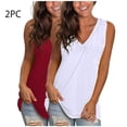 thumbnail image 1 of NTACZA Sleeveless Tank Tops for Women Wide Strap High Low Tank Tops 2 Pack Basic V-Neck Solid Casual Loose T-Shirts Camisole Tops for Women, 1 of 5