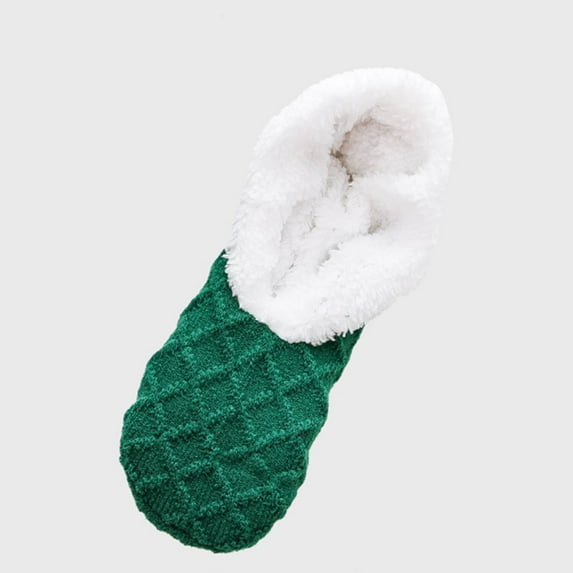 NTACZA Socks Womens Size 9-11 Non Slip Cotton Green Low Cut Slipper Socks Sherpa Fluffy Womens Fuzzy Socks