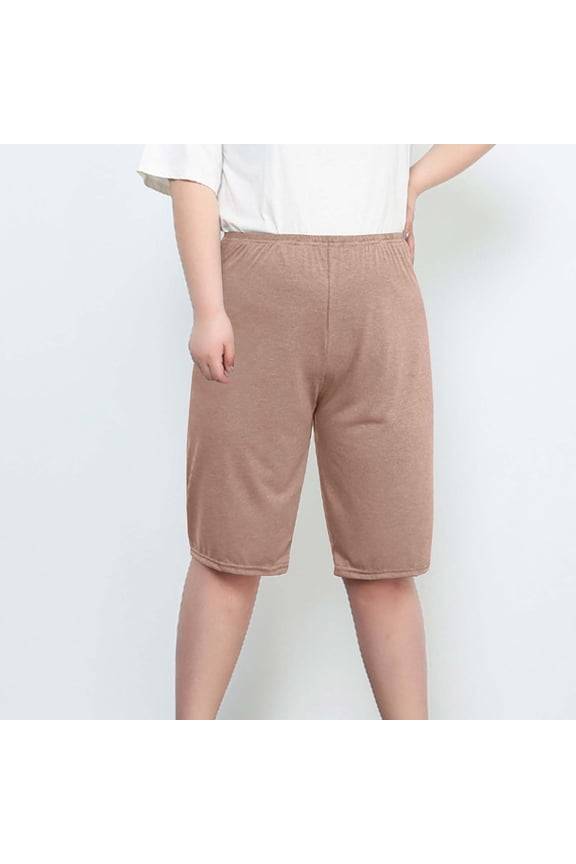Soft Shorts for Women Elastic Brown High Waist Solid Bermuda Shorts Women Leggings 5x
