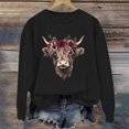 thumbnail image 1 of NTACZA Soft Sweatshirts for Women Long Sleeve Black Pullover Crew Neck Cow Print Sweatshirts Women Hoodies S, 1 of 4