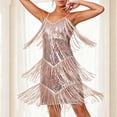 thumbnail image 1 of NTACZA Sparkly Sequin Womens Summer Dresses Mini Fringe Spaghetti Straps V-Neck Cocktail Dress Solid Ball Gown Nights Out Rose Gold L, 1 of 8