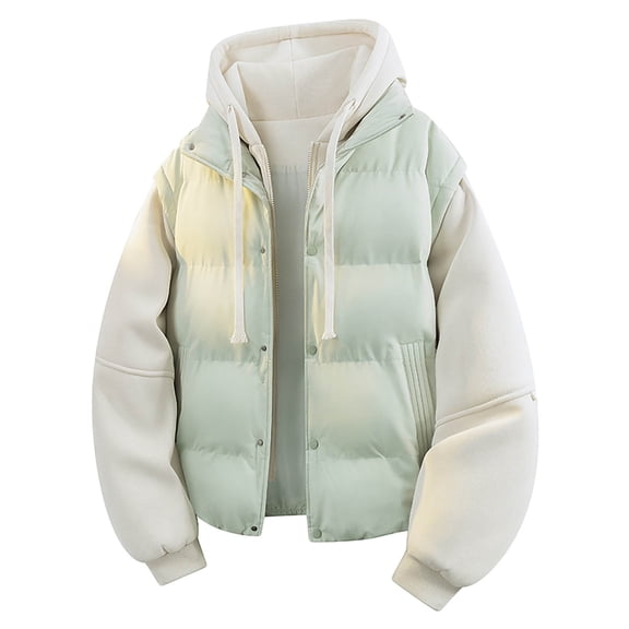 NTACZA Stand Collar Men Jacket Water Proof Green Zip up Puffer Jacket Patchwork Long Sleeve Color Block Coats Mens Coats S