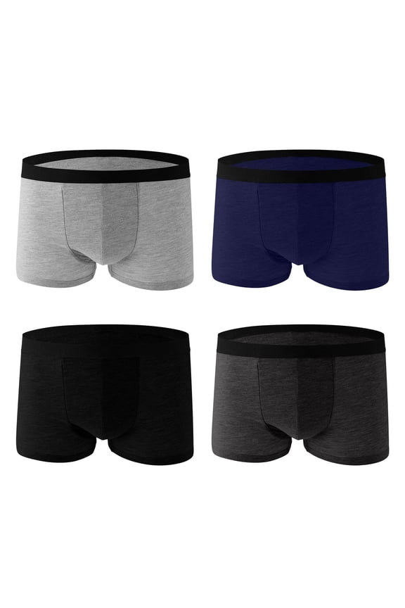 Stretch Underwear Mens Breathable 4 Pack Blue Boxer Briefs Soft No Fly Men's Brief L