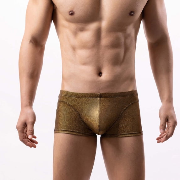 NTACZA Stretch Underwear for Men Seamless Gold Breathable Boxer Briefs Comfy No Fly Seamless Men's Brief 2X
