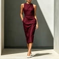 thumbnail image 1 of NTACZA Summer Dresses for Women Midi Sleeveless Wedding Guest Dresses Round Neck Bodycon Casual Red XXL, 1 of 5