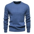 thumbnail image 1 of NTACZA Sweaters Mens Cable Knit Crew Neck Blue Long Sleeve Sweater Solid Stretch Basic Pullover Jumper Men S, 1 of 3