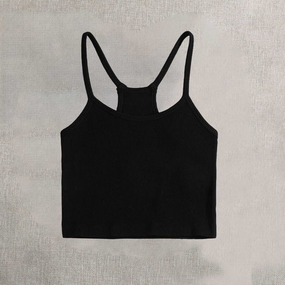 NTACZA Tank Tops for Women Camisole Round Neck Cropped Casual Slim Sleeveless Tops