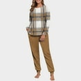 thumbnail image 1 of NTACZA Thermal Ladies Pajamas Sets Fleece Sleepwear Set Raglan Plaid Tops Joggers Winter Lounge Sets for Women XL, 1 of 7