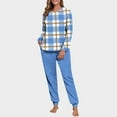 thumbnail image 1 of NTACZA Thermal Womens Pjs Sets Long Sleeve Fleece Sleepwear Set Plaid Raglan Tops Joggers Womens Pjs Lounge Sets XL, 1 of 7