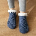 thumbnail image 1 of NTACZA Thick Women Socks Ankle Fuzzy Furry Blue Slipper Winter Color Block Non Slip Socks Womens Stockings XL, 1 of 6