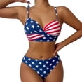 thumbnail image 1 of NTACZA Triangle Trendy Summer Bikini Set High Rise Patriotic Star Print Swimwear Bathing Suit Beach Wear Blue XL, 1 of 8